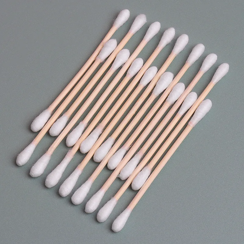 Tamponi di cotone da 100/500 pezzi Tampone di cotone a doppia punta Punte di precisione con bastoncini di bambù per strumenti di trucco personale per nail art