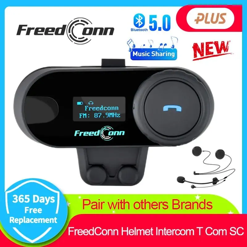 Freedconn t com sc bluetoothオートバイインターホンヘルメットヘッドセットワイヤレス通信インターホンbt 5.0音楽シェア10ライダー