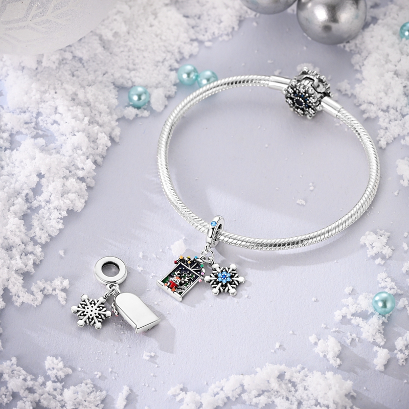 새로운 벽난로 눈사람 스웨터 달콤한 로맨틱 크리스마스 겨울 테마 매력 비즈 맞는 팬 925 원래 팔찌 DIY 파인 쥬얼리