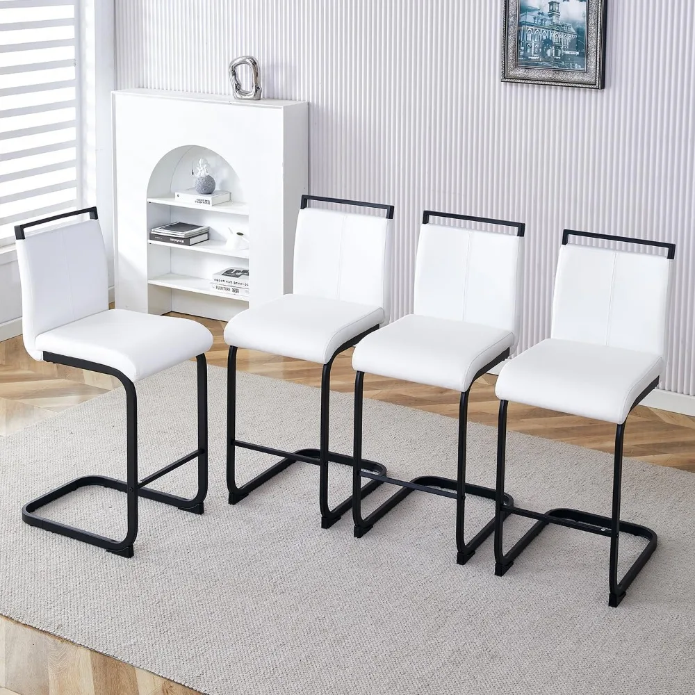 Counter Height Bar Stools Set of 4, Counter High Chairs with Painted Metal Legs-back, Barstools for Kitchen Island, Bar Stool