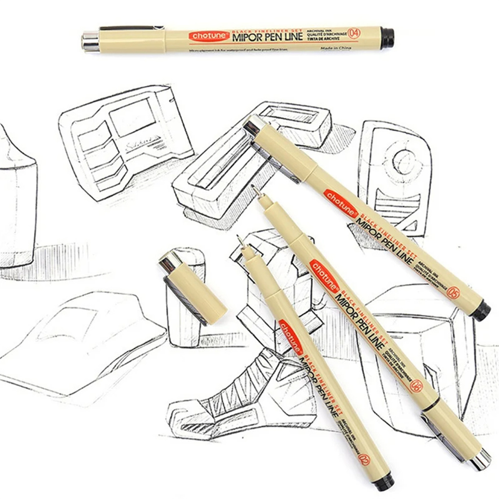 Waterproof Pigment Fineliner Pens, Hook Liner, Sketch Markers, Drawing Art Supplies, Manga Comic, Black Calligraphy, 12pcs