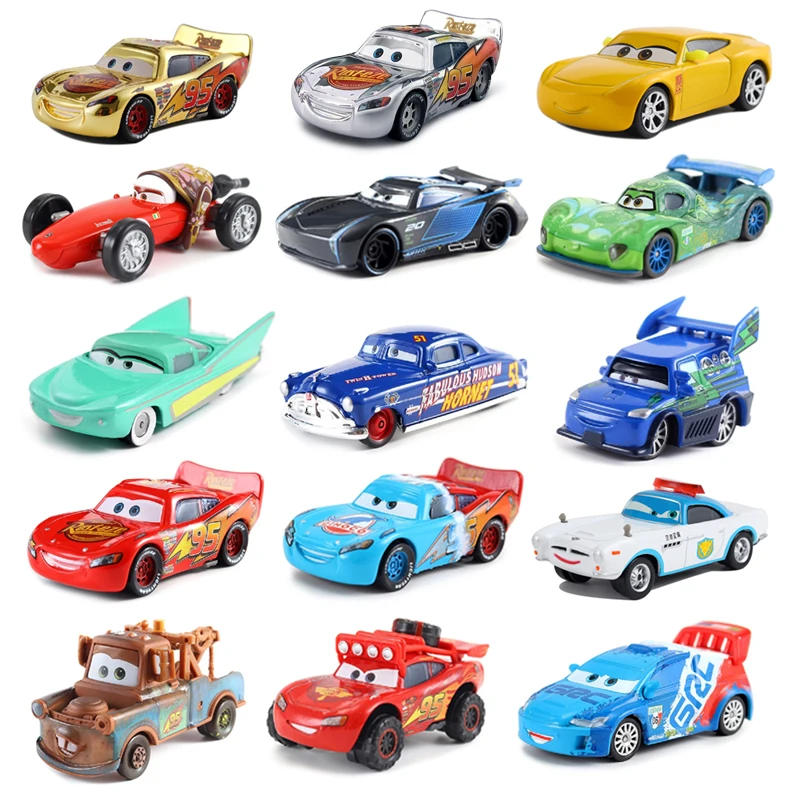 Disney Cars zabawki Anime wyścigi złoto srebro błyskawica McQueen Jackson Storm 1:55 metalowy model odlewu samochód zabawkowy dla dzieci