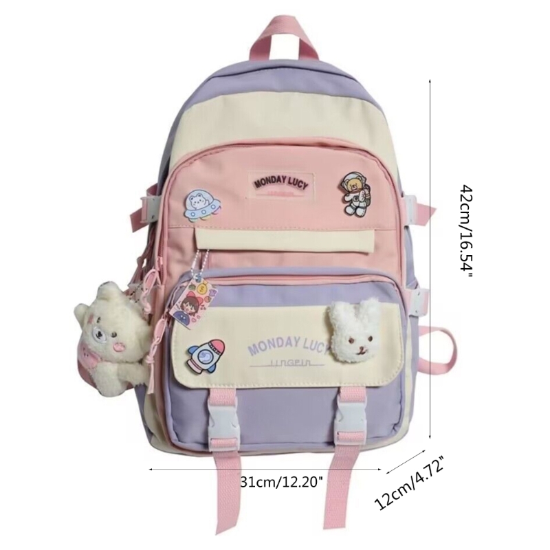 Elegant Nylon Backpack School Bag Book Bag for Teenage Girls and Kids