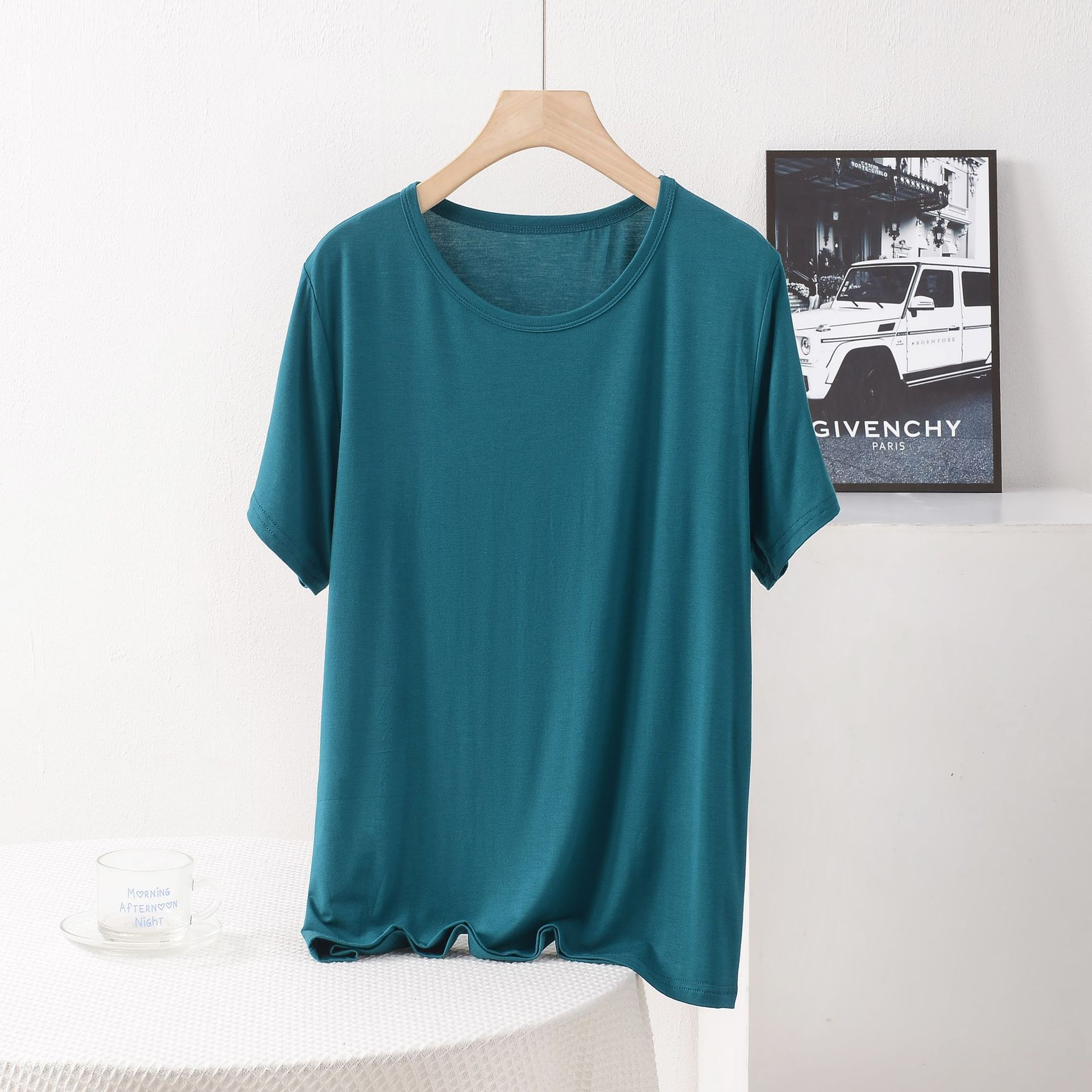 XL bis 8XL Plus Größe Locker sitzendes Modal T-Shirt O-Ausschnitt Kurzarm T-Shirts Sommer Damen dünne T-Shirts Basisschicht Top alle passenden