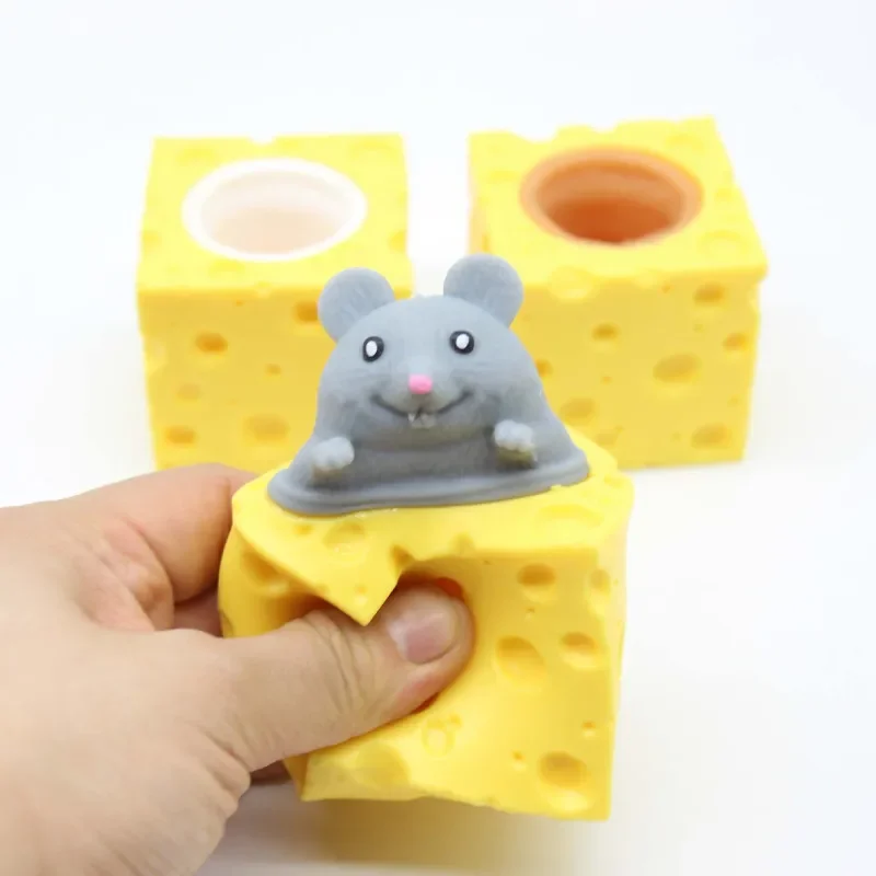 Squeeze Mouse Squishy jouet fromage balle anti-Stress Squishy Rat fromage Fidgets Squishy souris jouet Stress nouveauté jouet pour les gens meilleur cadeau