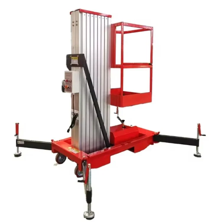sollevatore portatile telescopico piattaforma di sollevamento idraulica con piattaforma di lavoro aerea con sollevamento verticale a palo dritto