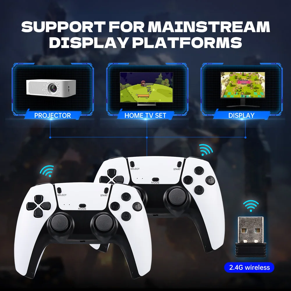 Console per videogiochi M15 4K TV Game Stick 64G 20000 giochi integrati Lettore di giochi portatile retrò con controller per gamepad wireless