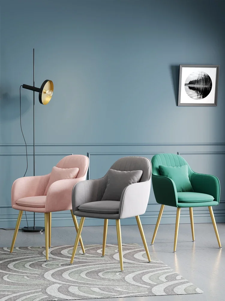 Nordic Fashion Metal Dining Chair - Light Luxury Suede, Modern Makeup Stool, Elegant Seating, Stylish Home Decor