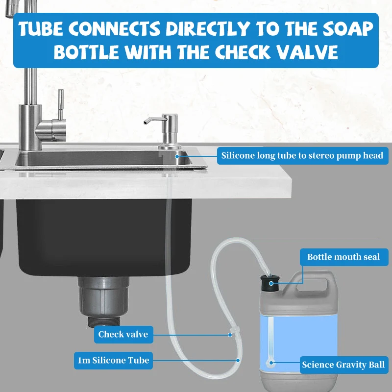 Lavello da cucina Dispenser di sapone liquido Pompa in acciaio inossidabile 500ML Bottiglia di sapone liquido Supporto per lavello Bottiglia di dispenser di sapone a pressione manuale