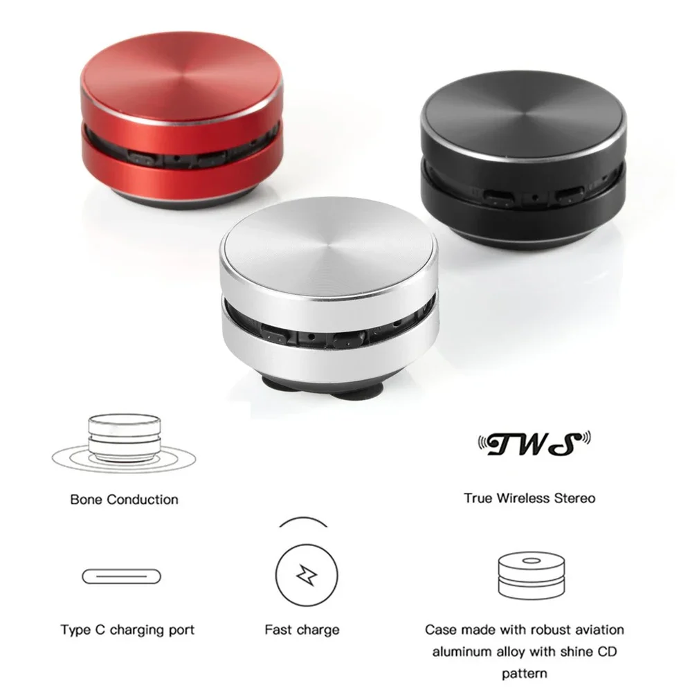 Bluetooth Beengeleiding Luidspreker Trillingen Stereo Audio Digitale TWS Draadloze Kleinste Luidsprekers Dropshipping Mini Draagbare Metaal