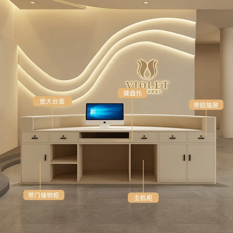 Mostrador de tienda, mesa de recepción de lujo, moderno, sencillo, blanco, Mostrador de información, mueble de habitación