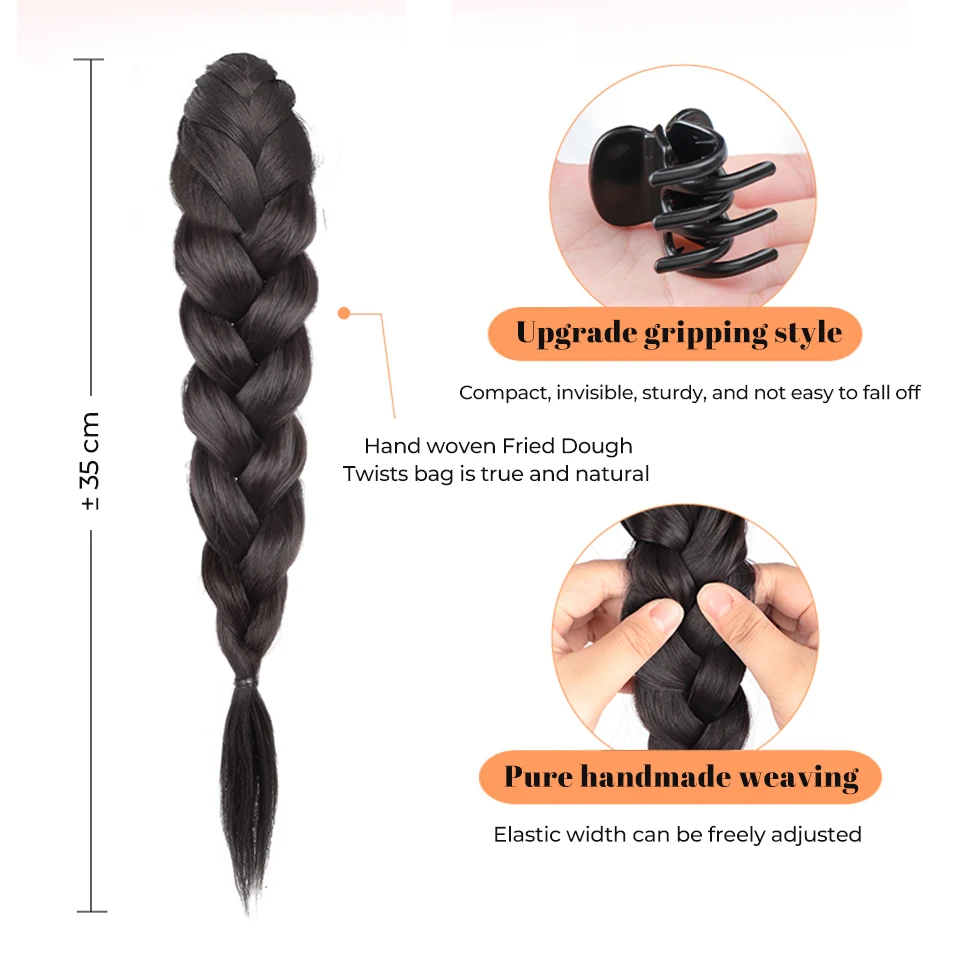 สังเคราะห์ยาว Claw คลิปบน Bow Braid ต่อผมหางม้าทนความร้อน PONY TAIL ผมชิ้นสําหรับผู้หญิง Daily PARTY