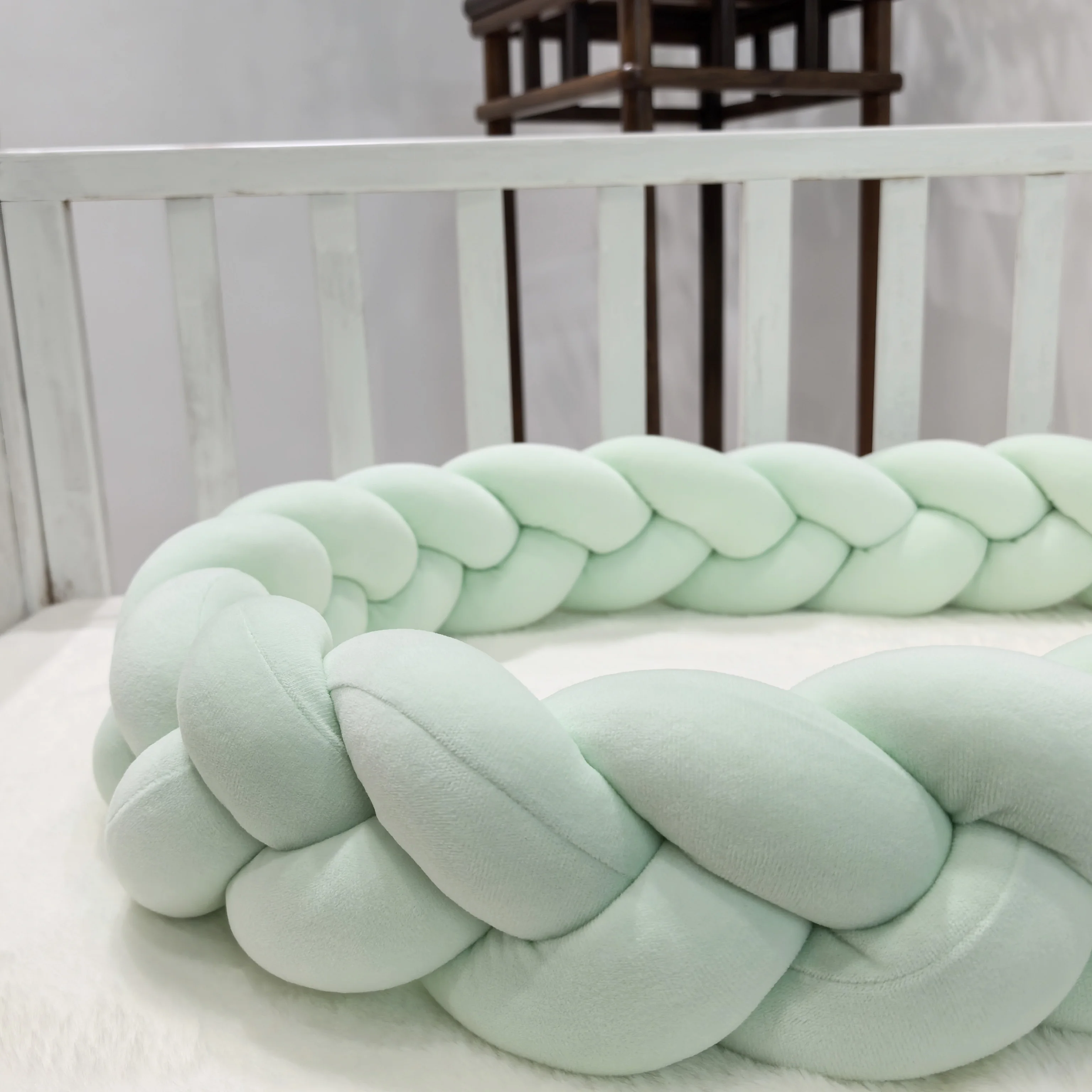 1 M/2 M/3 M/4 M เด็กกันชน Braid Knot หมอนเบาะสําหรับทารก Crib Protector COT ตกแต่งห้องชุดเครื่องนอนเด็กตกแต่ง