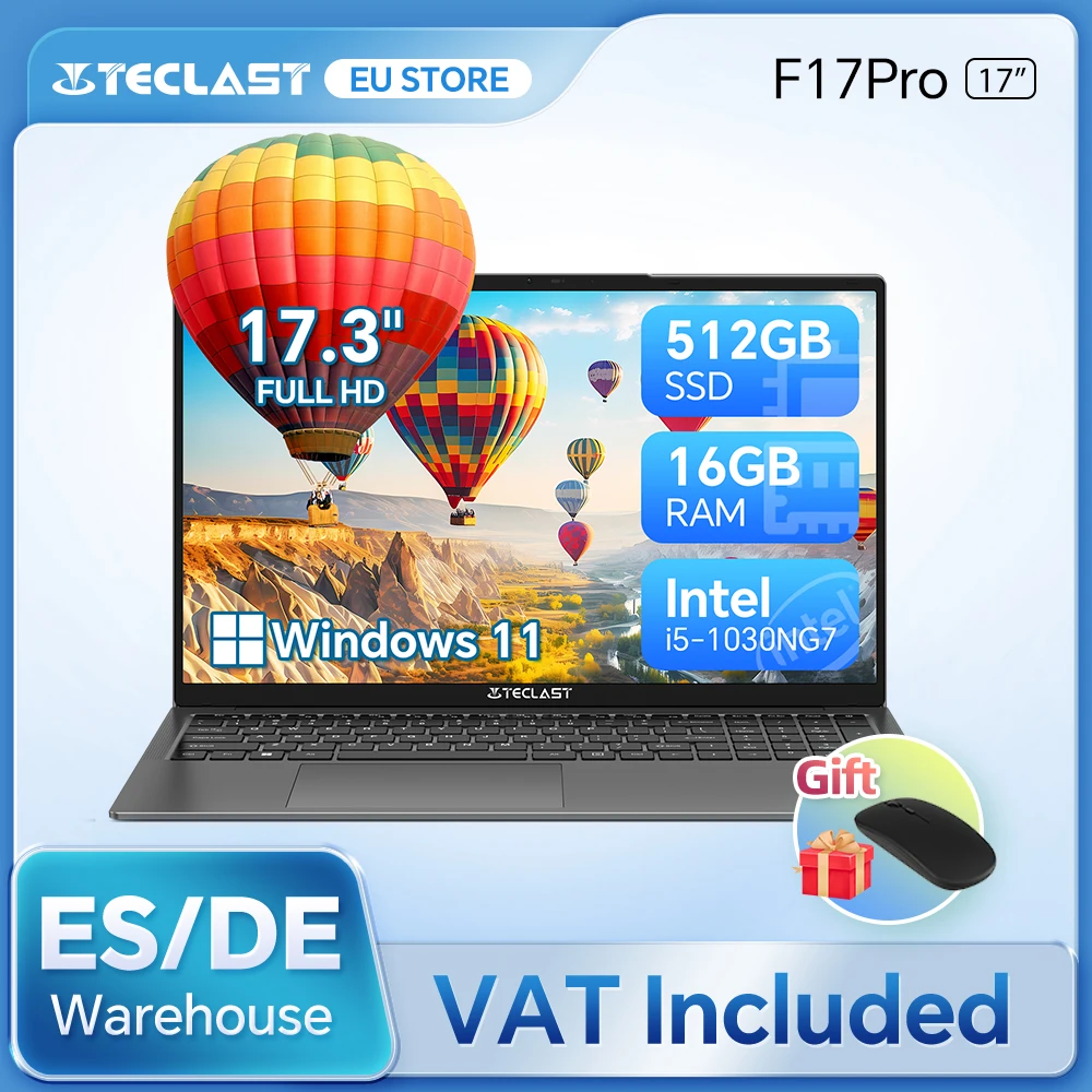 Laptop Teclast F17 Pro Intel i5 17,3 cala 16 GB RAM 512 GB SSD 180 °   Notebook Flip Windows 11 Pro Podświetlana klawiatura mini-HDMI F17Pro