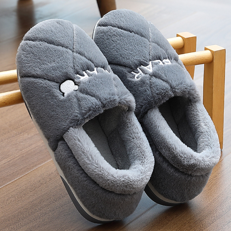 Tamanho grande 48 49 homens casa chinelos inverno quente de pelúcia slides casais apartamentos interiores anti-deslizamento sapatos de quarto feminino outono peludo slides