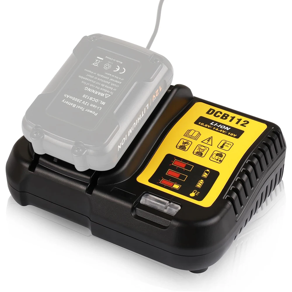 DCB112 Li-Ion Battery Charger For Dewalt 10.8V 12V 14.4V 18V 20V DCB200 DCB101 DCB115 DCB107 DCB105 DCB140 DCB118 DCB102 DCB104