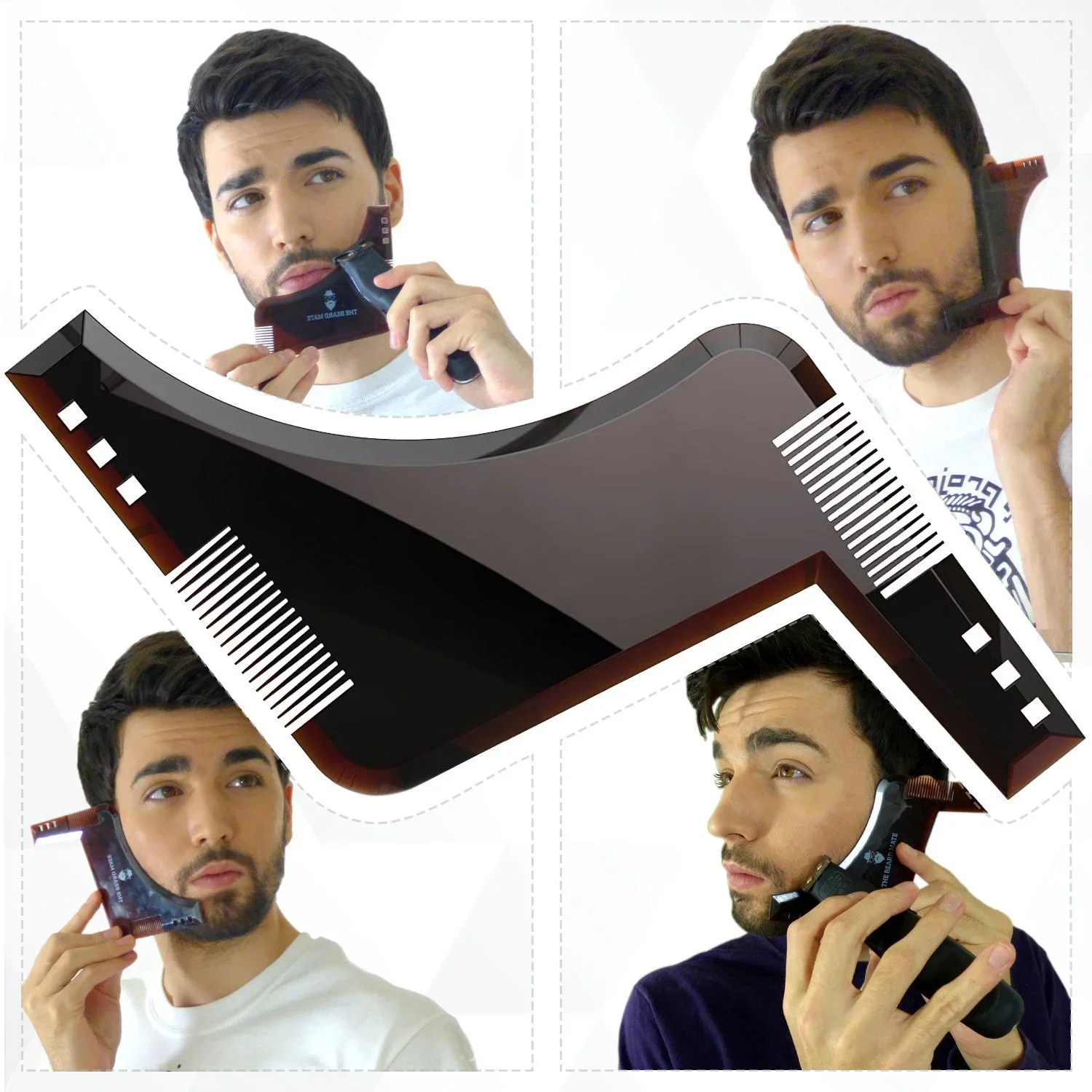 Modello per modellare lo styling della barba Pettine Strumento per barbiere Simmetria Taglio Shaper Stencil Barba Spazzola per capelli Stencil Strumenti per lo styling del salone