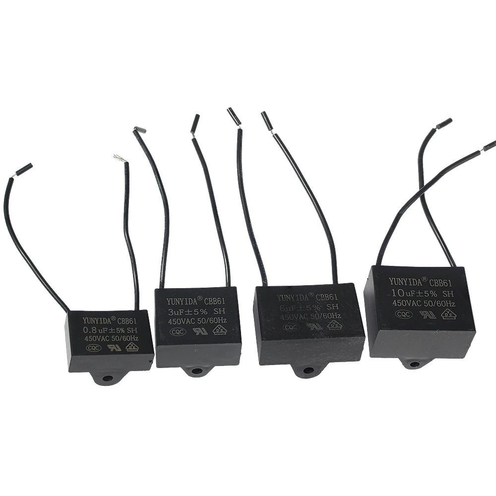 1/5PCS CBB61 450V Start Kondensator 0,8/1/1,2/1,5/1,8/2/2,5/3/3,5/4/4,5/5/6/7/8/10UF Fan Decke Abgas Motor Betrieb Kondensatoren CBB