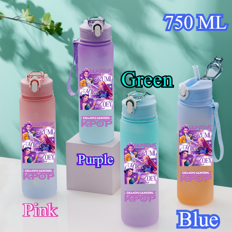 750 ml Kpop Demon Hunters Wasserflasche K Pop Warriors HUNTRX Rumi Mira Zoey K-Pop Trinkbecher Saja Boy Tassen Huntrix Gourde Wraps