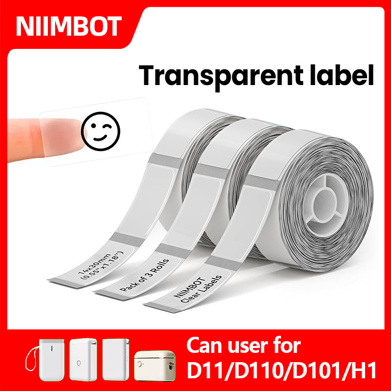 Niimbot-Mini impresora de etiquetas transparente, autoadhesiva, portátil, térmica, impermeable, papel de aceite, cinta de etiquetas para D11, D110, D101, Pr