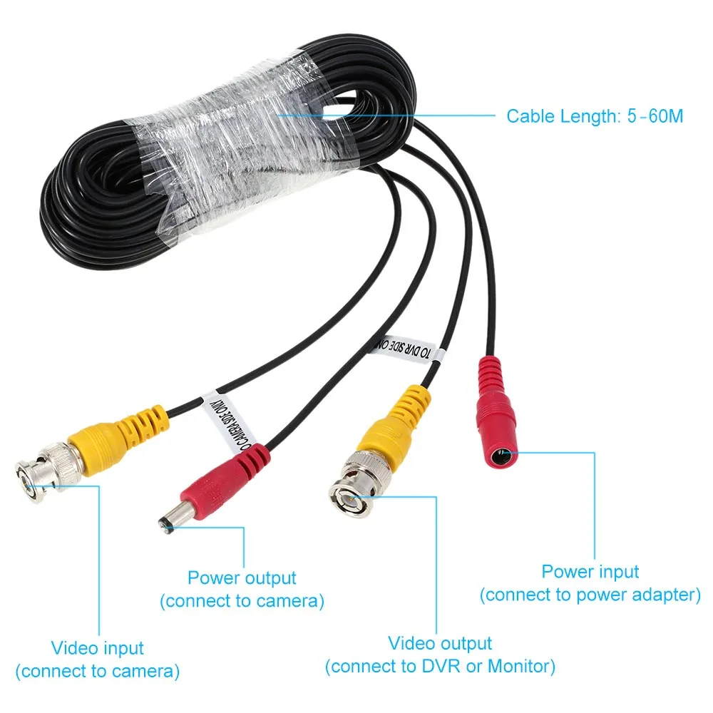 AHD Kamera Kabel 5M/10M/15M/20M/30M BNC Kabel Ausgang für DC Stecker Kabel für Analog AHD CCTV DVR Drop Verschiffen