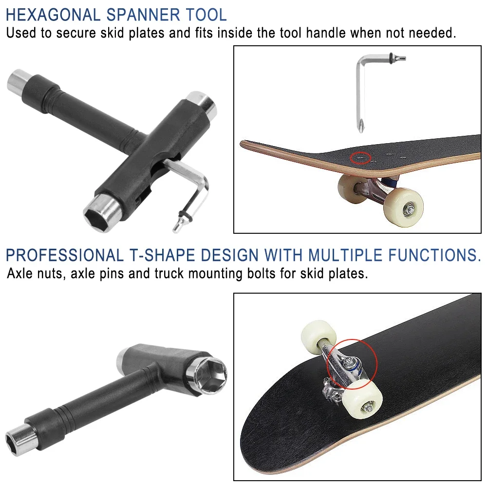 Nouveaux outils de planche à roulettes professionnels Type T clé Allen noir clé en forme de T planche à roulettes Longboard planche à roulettes clé outils