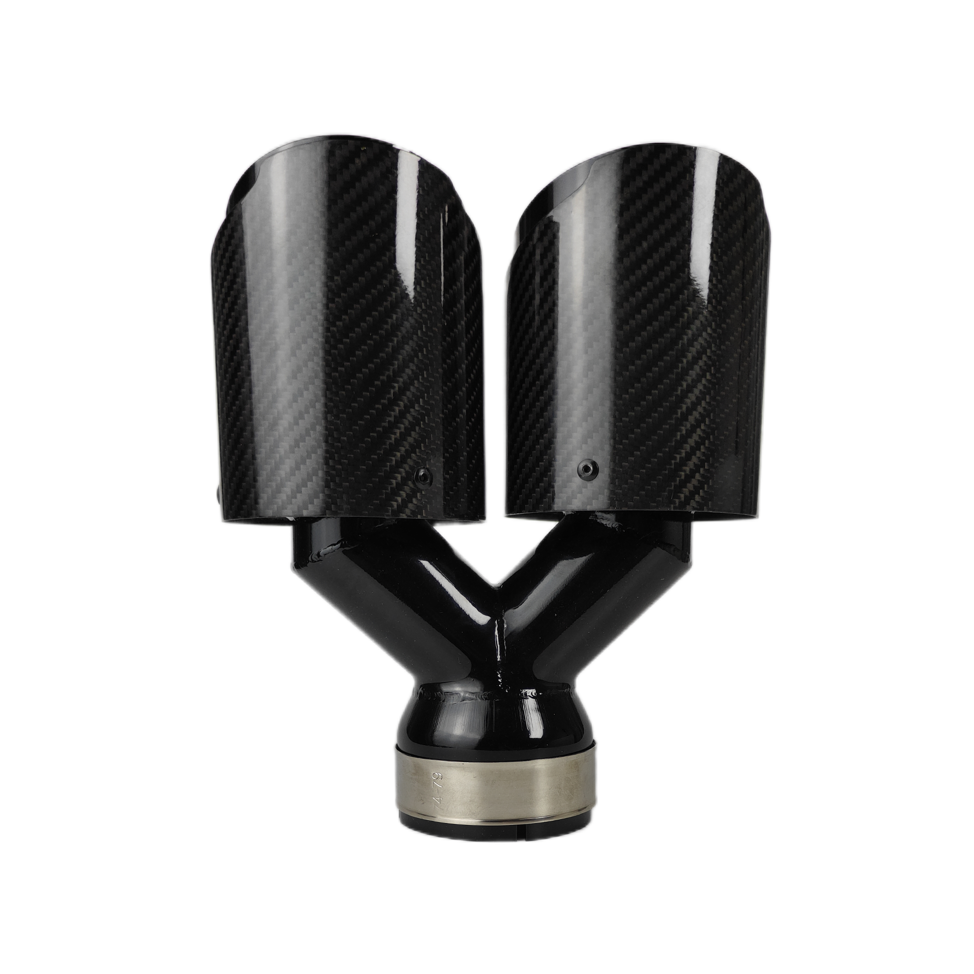 1 Pcs Universal Car Carbon Fibre Tail Throat Silencer Same Length Black Y-Shaped Double Out Twill Glossy Exhaust Muffler Tip