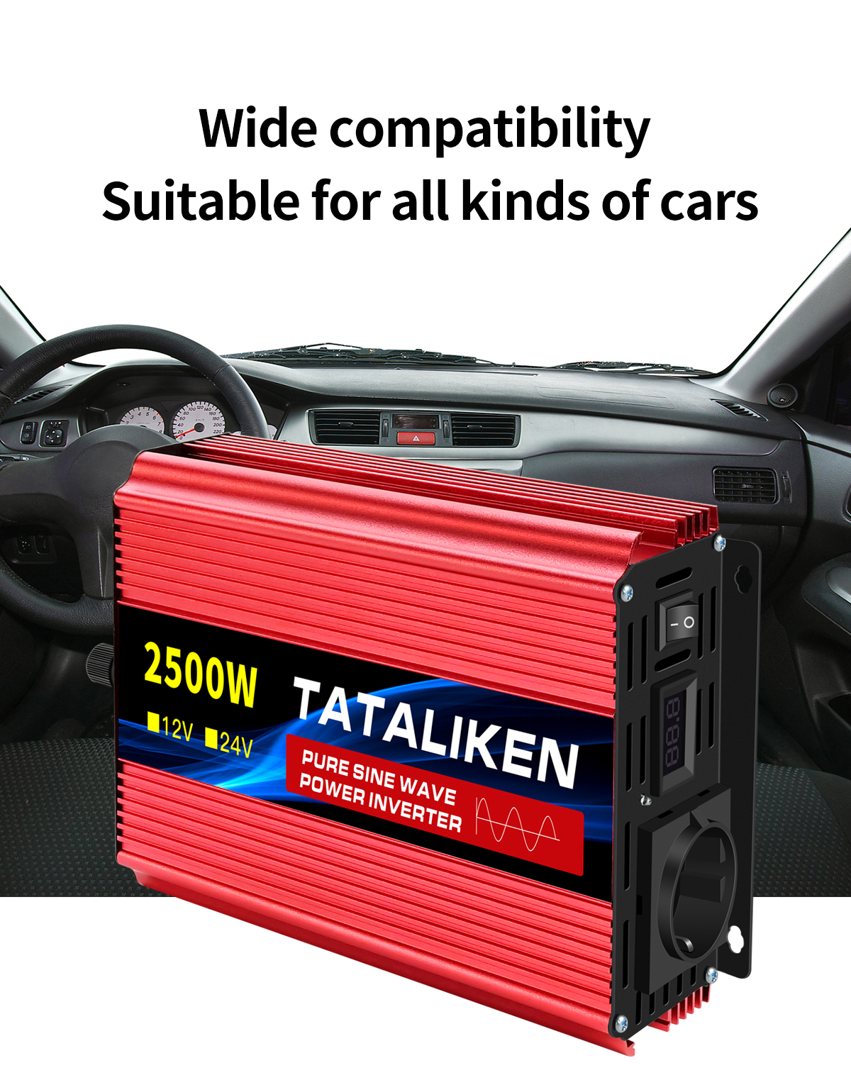 Reiner Sinus-Wechselrichter 1600 W/2200 W/3000 W/4000 W DC 12 V/24 V zu AC 220 V 50 Hz Wechselrichter Ladegerät Konverter Adapter EU-Buchse