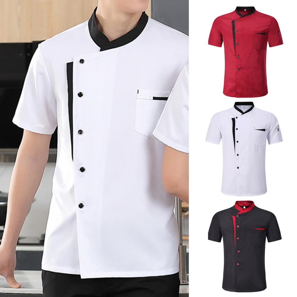 Breathable Chef Suit Hotel Kitchen Chef Uniform Set 3pcs Unisex Stand Collar Apron Hat Shirt for Restaurant Cooking Short Sleeve