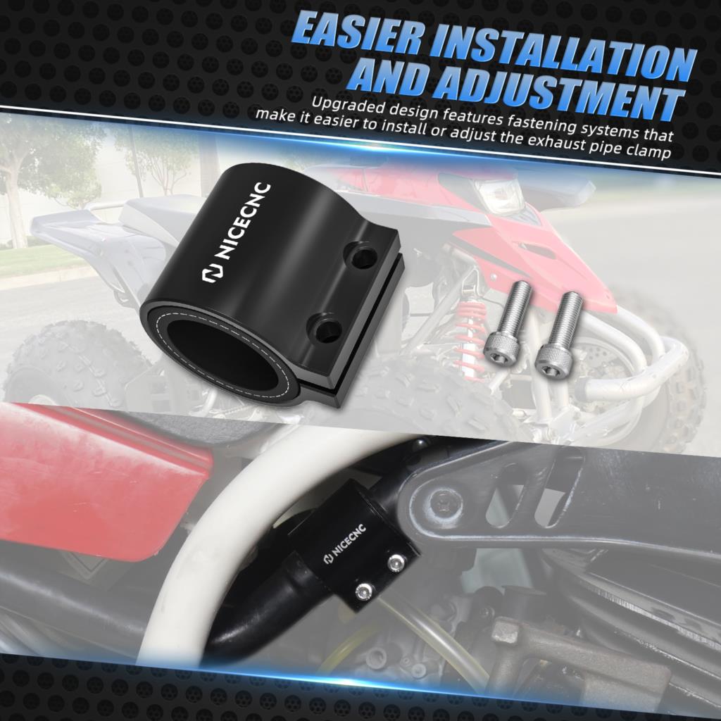 For Yamaha Blaster 200 2x bolts Exhaust Muffler High Temp Pipe Clamp Banshee 350 1987 1988-2006 Aluminum Rubber ATV Accessories