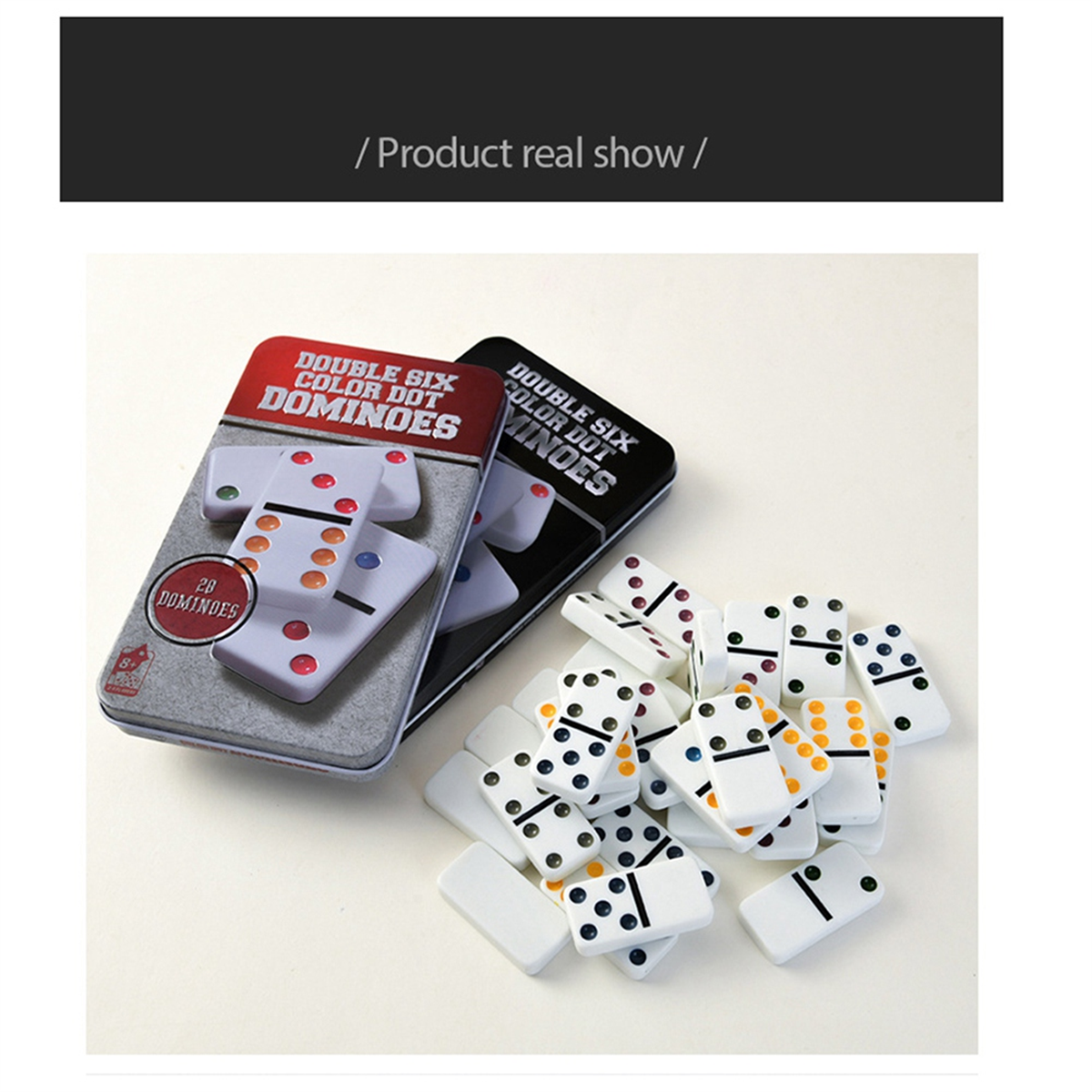 BAAU Ivory Domino Set, Domino Bordspel, Ouder-kind Interactief Schaken en Kaarten Zwarte Verpakking