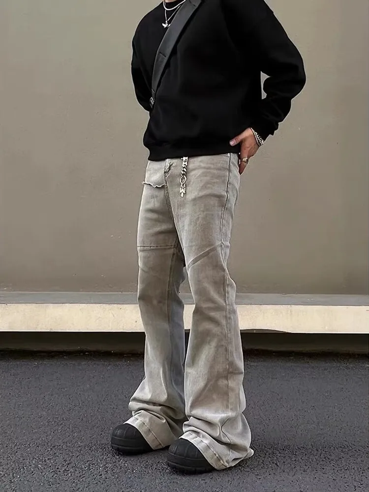 男性用バギースタックフレアジーンズ、ヴィンテージロングパンツ、kanyeサイバーストリートウェア、新しいロックウェア、y2kファッション、2022