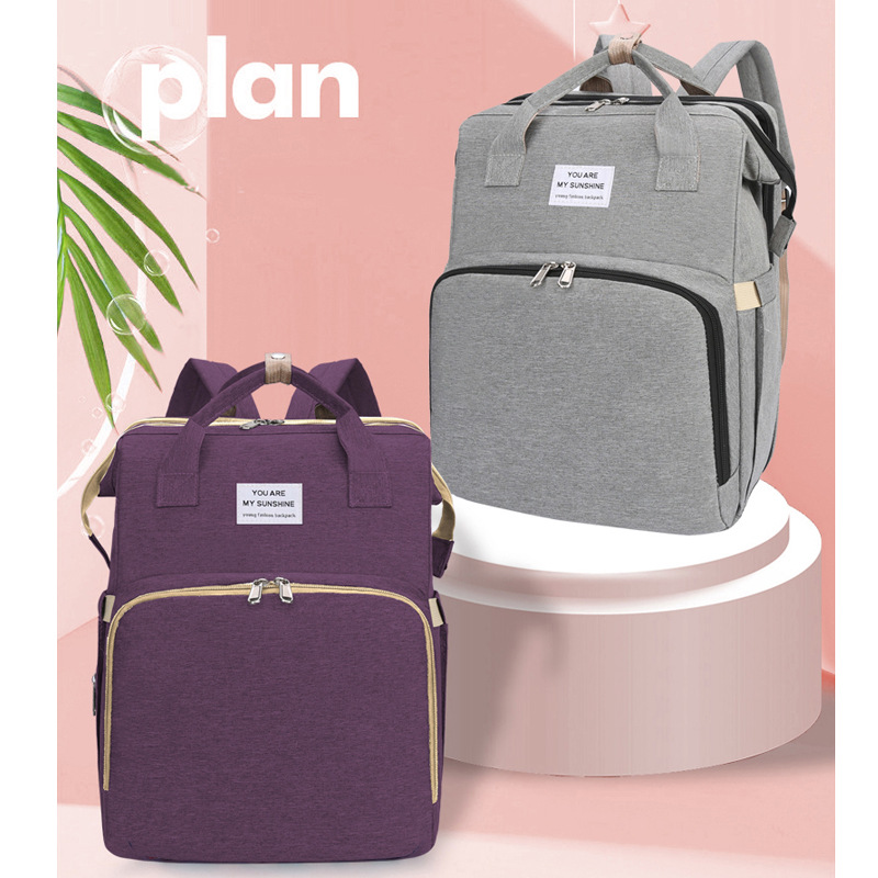 Dual-use  Folding Bed Mummy Bag Going Out Light Large Capacity Maternal And Infant Back Milk Bag Multipurpose Mummy Bed Bag
