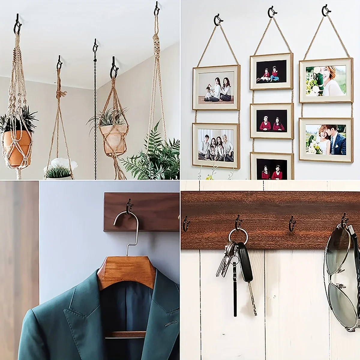 6-21PCS Hanger Hooks with Safety Buckle Windproof Screw Hooks Hanging Outdoor String Lights,Ceiling Hook Plants,Christmas Lights
