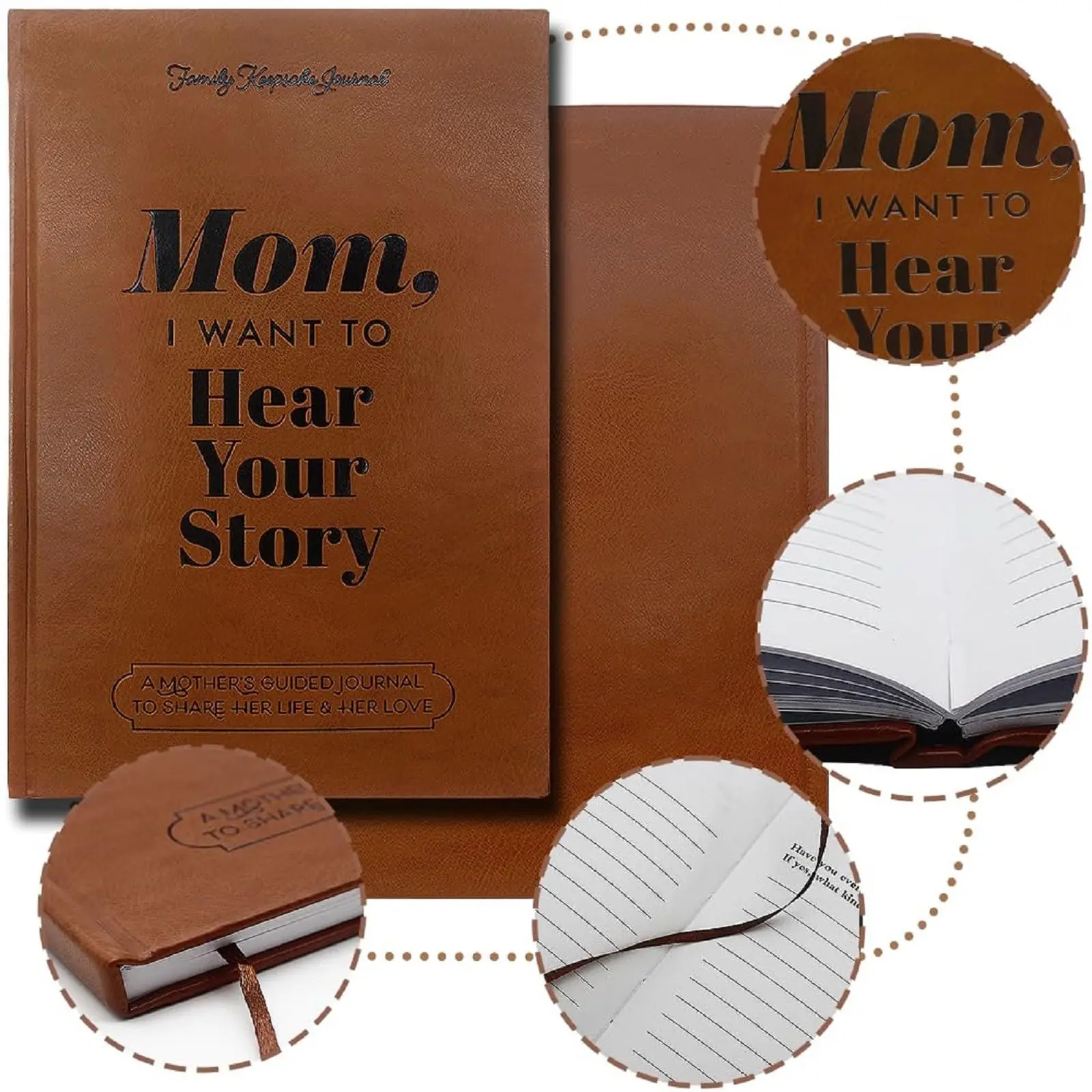 Mãe, quero ouvir sua história, diário guia da mãe para compartilhar seus pensamentos e memórias, o presente do diário significativo para a mãe