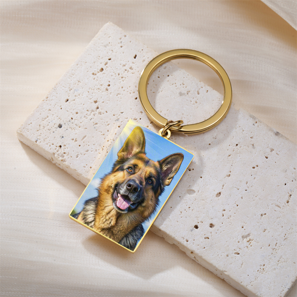 Chaveiro com foto personalizada, chaveiro feminino de aço inoxidável, retângulo, formato de coração, imagem personalizada, joia, presente de natal