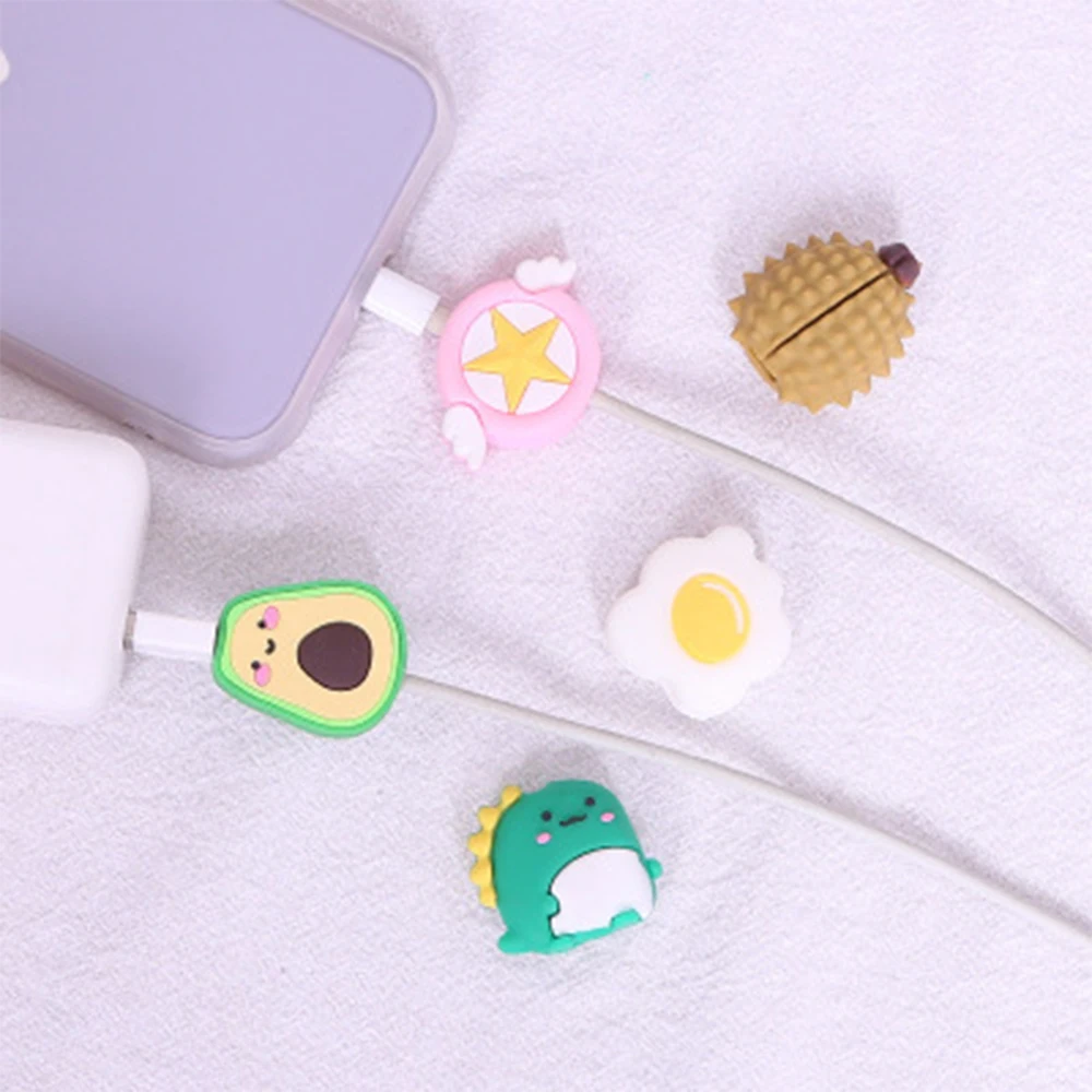 น่ารักการ์ตูนป้องกันสาย Bites ลวด Organizer Winder Saver สําหรับสายชาร์จ USB ข้อมูลสายหูฟังสายไฟ Protector ฝาครอบ