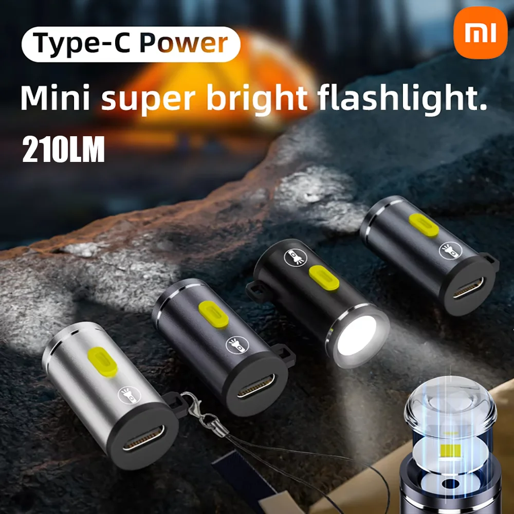 Xiaomi Mini Portable Flashlight High Brightness LED Powered By Type C Connectors Small LED Light LED Torches Perfect For Travel
