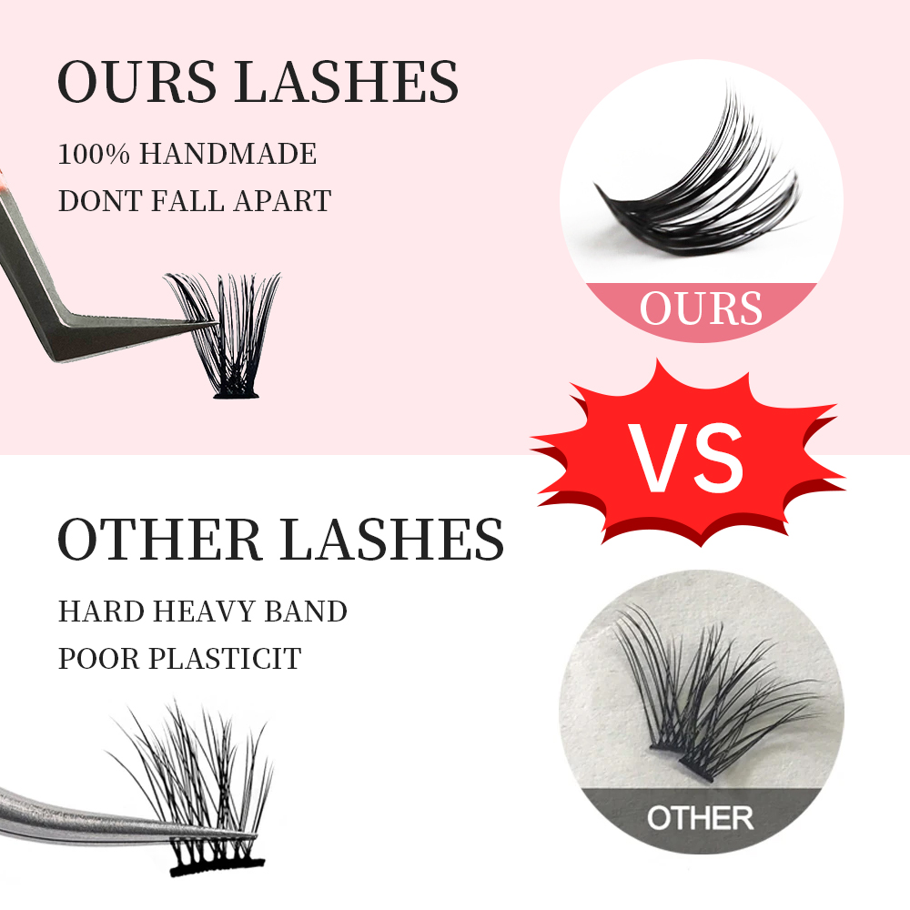 JB Jeyelabeau Russian Individual Cluster Lashes 60 Bundles DIY 8-16mm Eyelash Extension Volume Lash Clusters Natural Mink