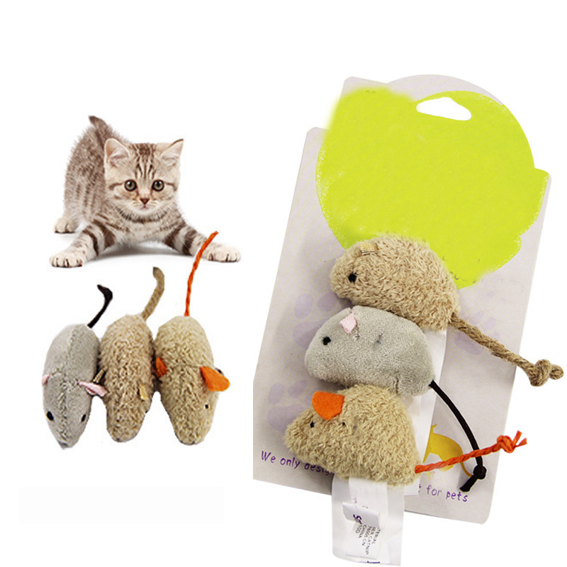 3 unids/set divertido gato de juguete de peluche ratón de simulación de juguete interactivo resistencia a mordeduras ratón de peluche gato rasguño ratón de juguete para gatito