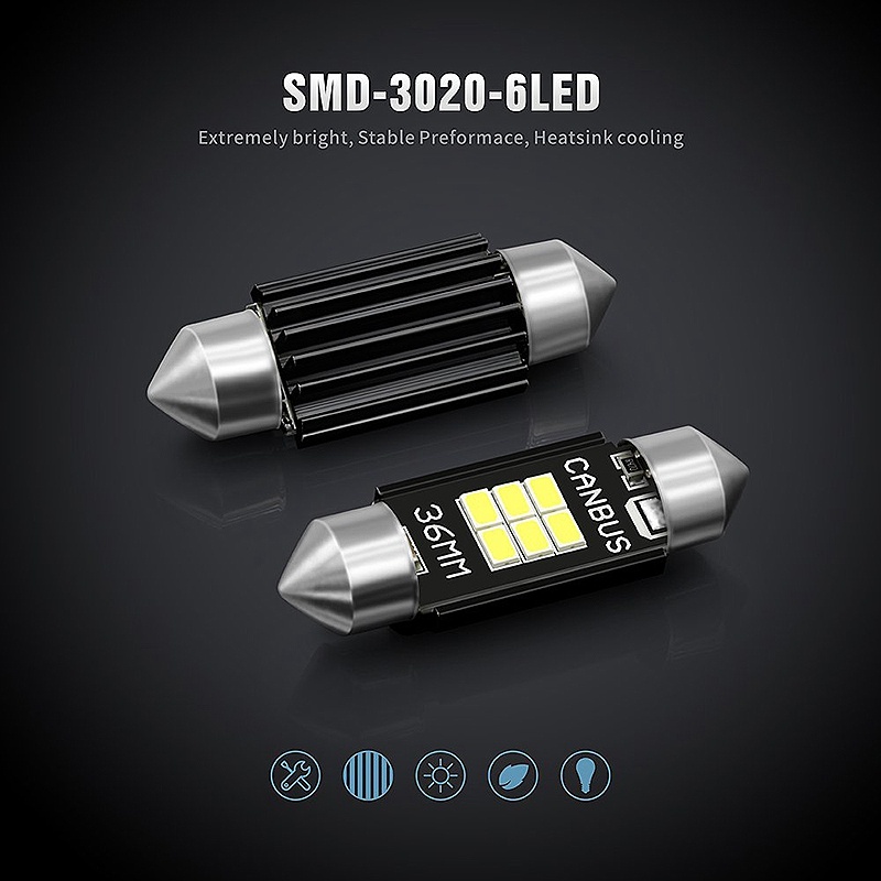 4x extremamente brilhante 400 lúmens 3020 chipset canbus lâmpadas led sem erros 36mm festão de3175 6428 xenon branco