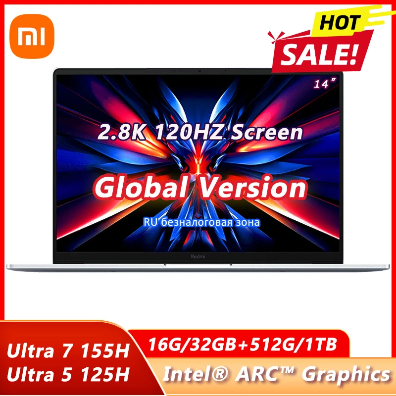 Xiaomi redmi book pro 14 2024 portátil intel core ultra 5 125h/ultra 7 155h 14/16 núcleo 32gb ddr5 + 1tb ssd 14 "2.8k 120hz notebook