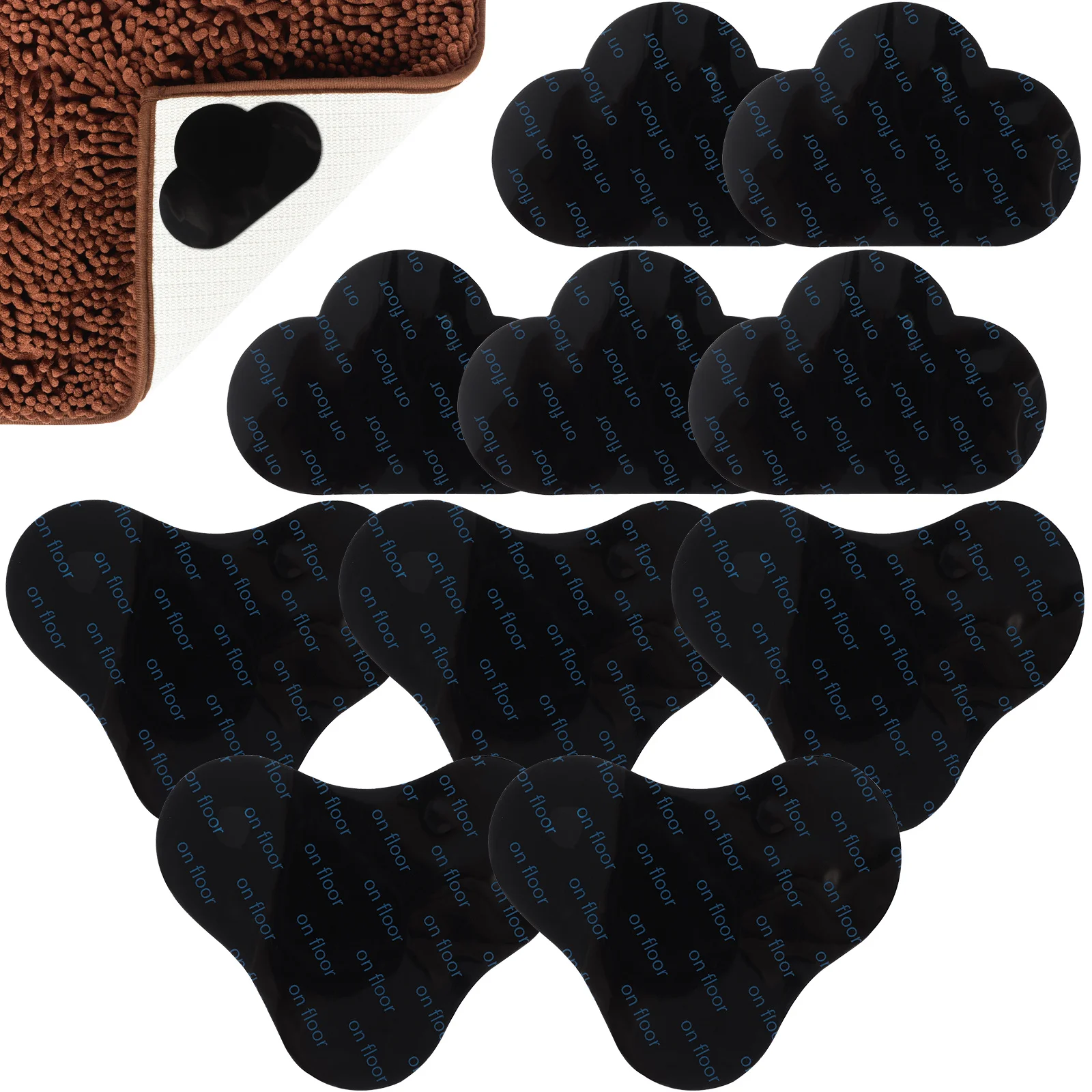 10Pcs Rug Holders Round Corner Triangle Cloud Shape Non Slip Pads for Hardwood Floors Tiles Keep Rugs Flat and Stable