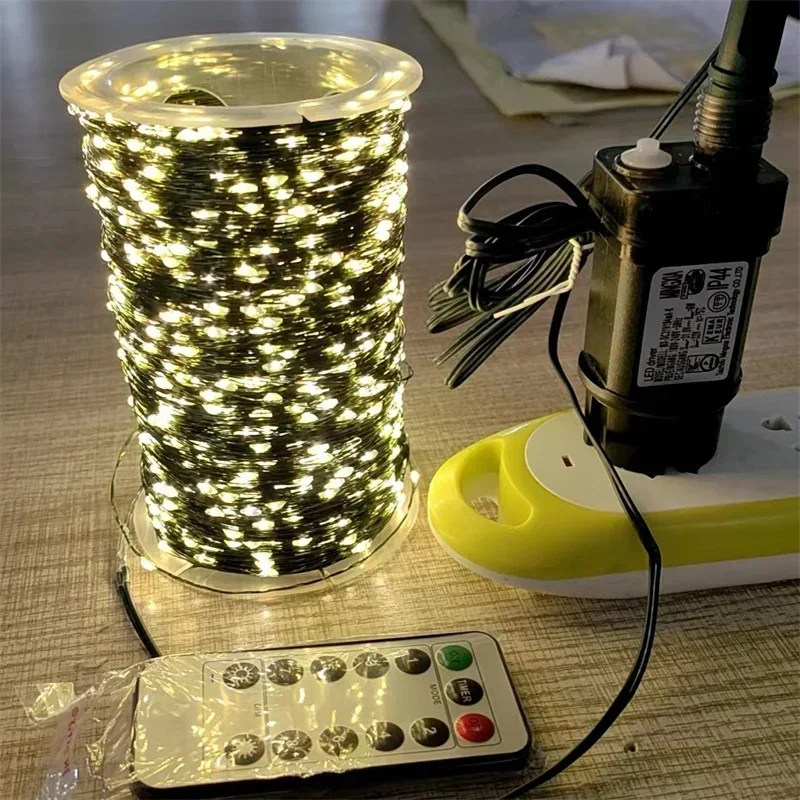 1000 LED Grün Draht Led String Fairy Lichter US/EU Stecker 110 V/220 V Wasserdichte LED Weihnachten baum Urlaub Haus Garten Dekor Weihnachten