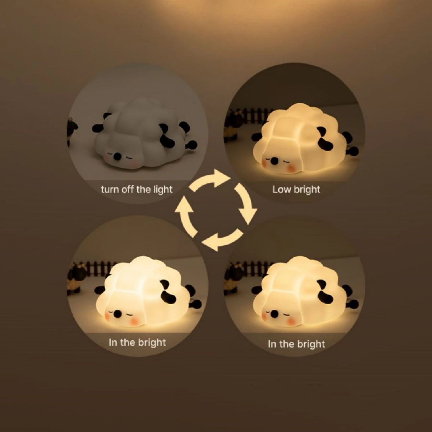 Bonito silicone luzes da noite ovelha dos desenhos animados quarto lâmpada para decoração do quarto das crianças recarregável cronometragem escurecimento sono luz da noite