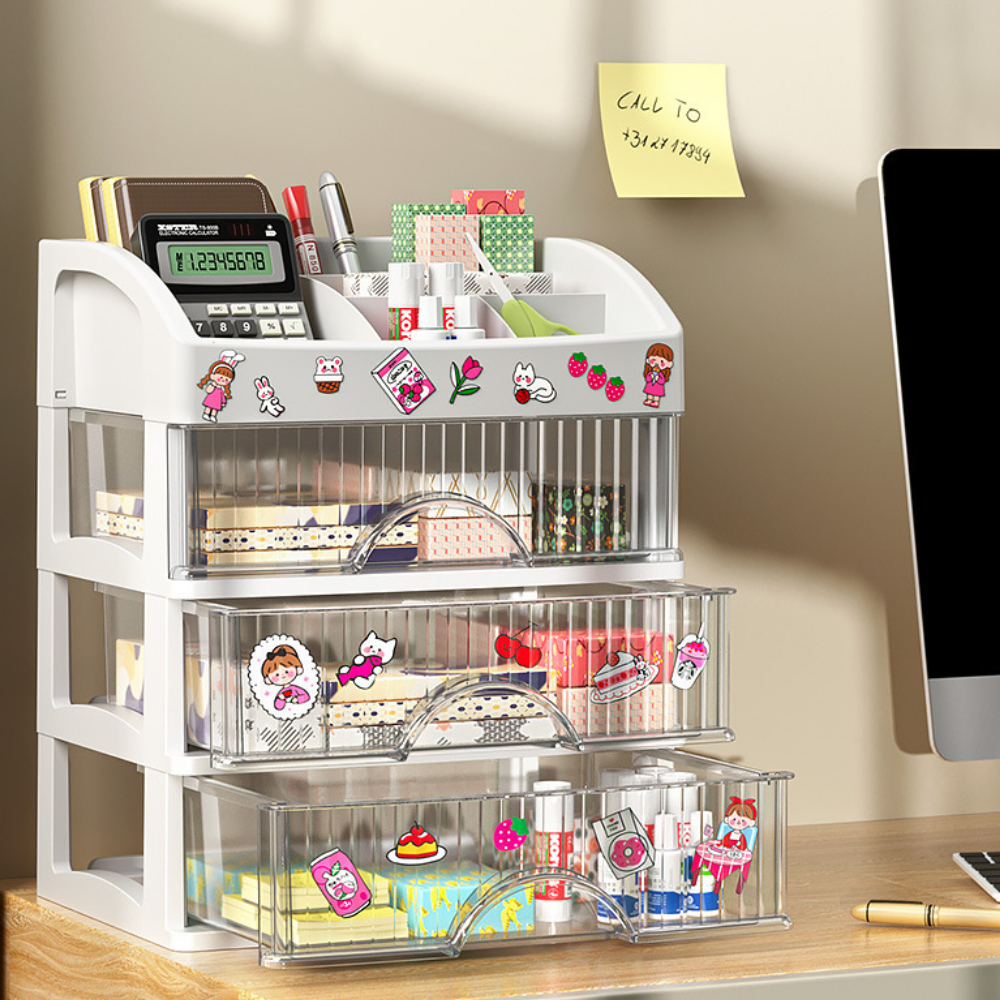 Drawer Style Storage Box Transparent Jewelry Skin Care Products Storage Box High-capacity Desktop Clutter Dustproof Organizer