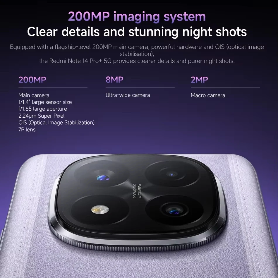 【Brand+】 Xiaomi Redmi Note 14 Pro+ 5G Smartphone 200MP AI camera Snapdragon® 7s Gen 3 120W HyperCharge 6.67 AMOLED display