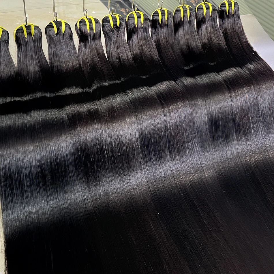Extensiones de cabello humano liso de hueso, extensiones de cabello de trama virgen vietnamita cruda sin procesar, grado 12A, 100% # 1B Negro natural