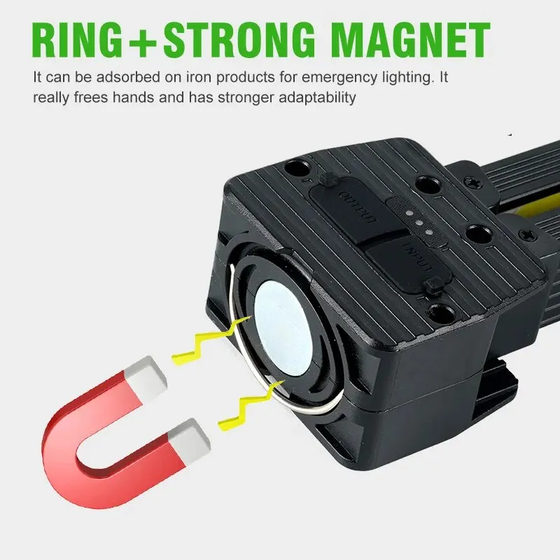 Linterna potente para exteriores, luz multifuncional para acampar, trabajo de reparación de automóviles, luz COB plegable