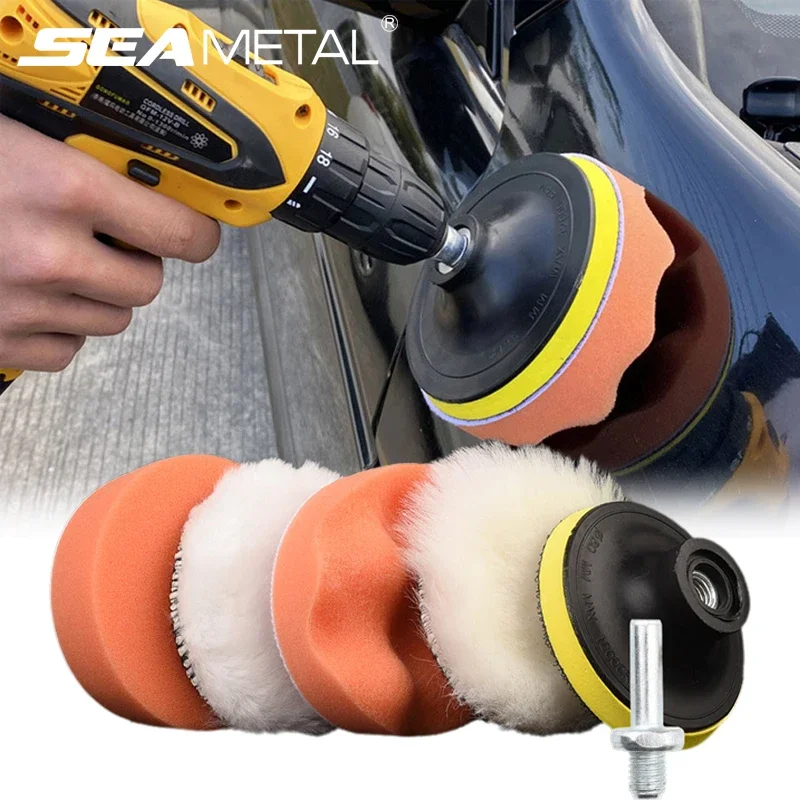 SEAMETAL-Kit de almohadillas de esponja para disco de abrillantado para coche, máquina pulidora de encerado, esponja amortiguadora para quitar arañazos, almohadillas de cera, 6 uds.